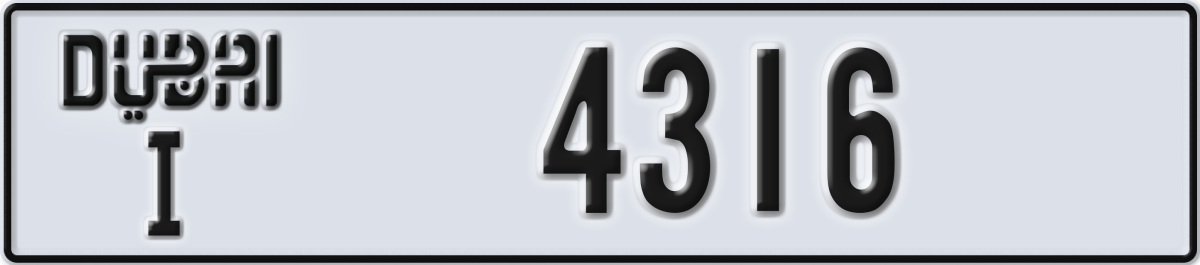 dubai License Plate Number 4316 Code I