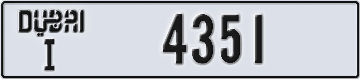 dubai License Plate Number 4351 Code I