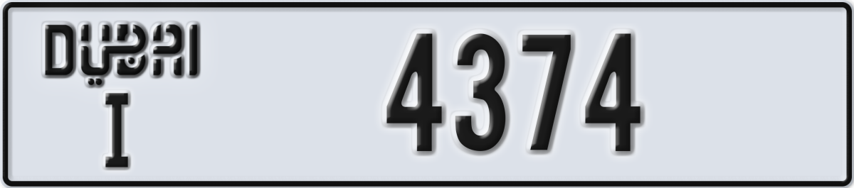 dubai License Plate Number 4374 Code I