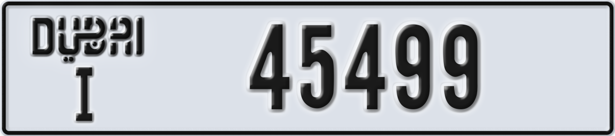 dubai License Plate Number 45499 Code I