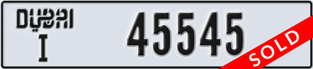 dubai License Plate Number 45545 Code I