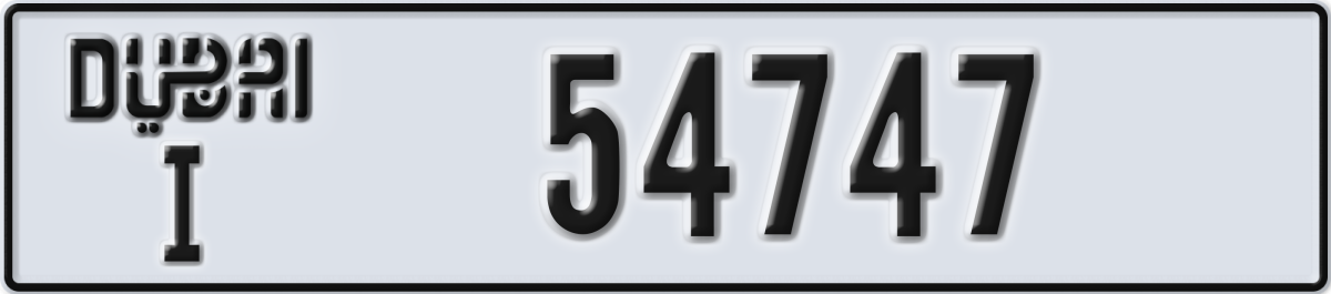 dubai License Plate Number 54747 Code I