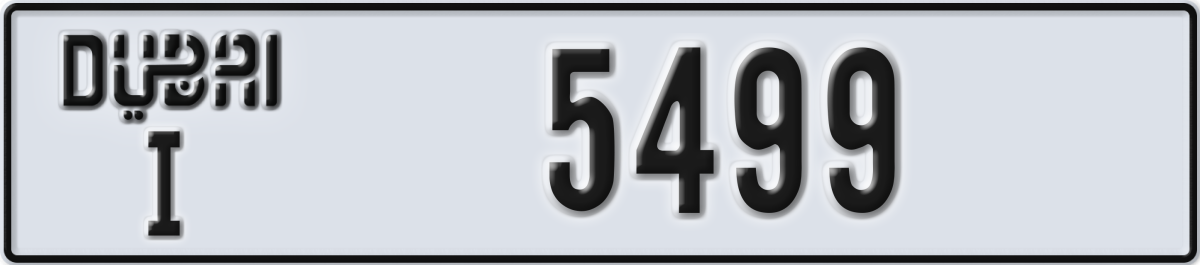 dubai License Plate Number 5499 Code I