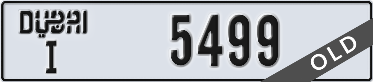 dubai License Plate Number 5499 Code I