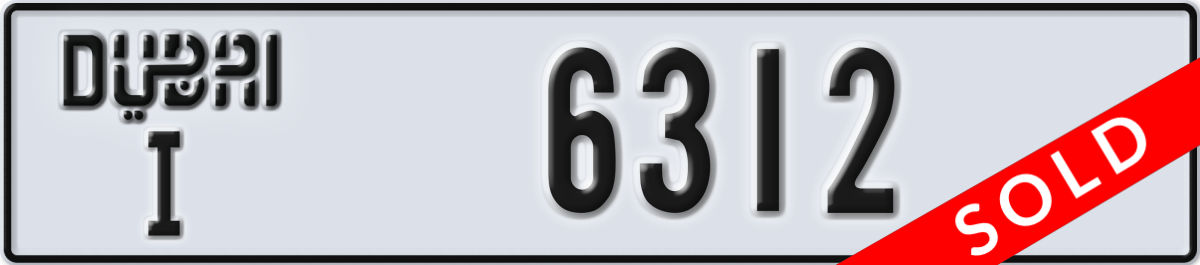 dubai License Plate Number 6312 Code I