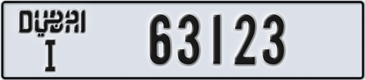 dubai License Plate Number 63123 Code I