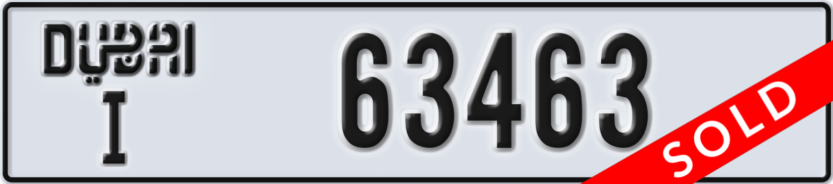 dubai License Plate Number 63463 Code I