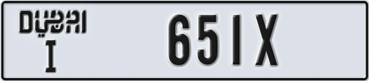 dubai License Plate Number 651X Code I