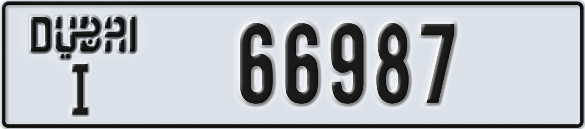 dubai License Plate Number 66987 Code I