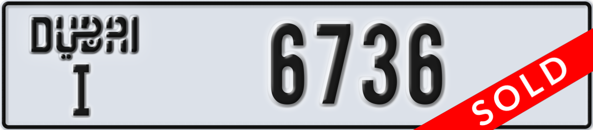 dubai License Plate Number 6736 Code I