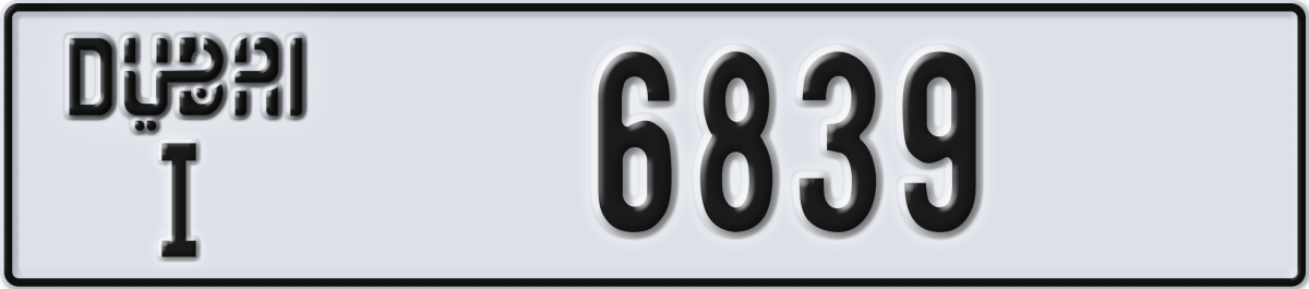 dubai License Plate Number 6839 Code I