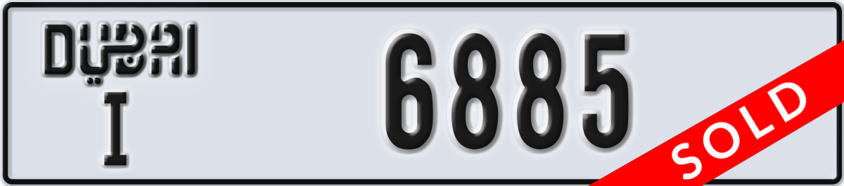 dubai License Plate Number 6885 Code I