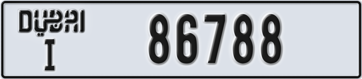 dubai License Plate Number 86788 Code I