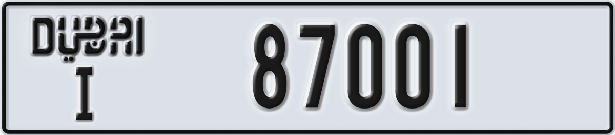dubai License Plate Number 87001 Code I
