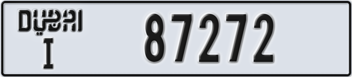 dubai License Plate Number 87272 Code I