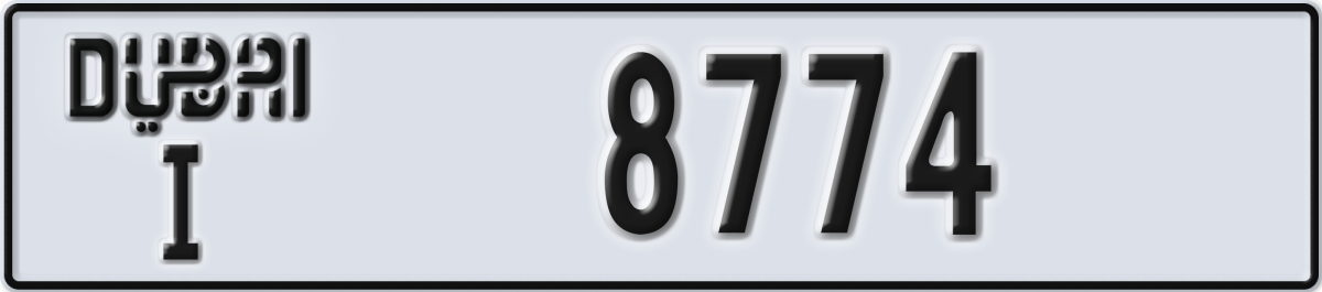 dubai License Plate Number 8774 Code I