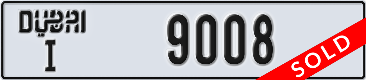 dubai License Plate Number 9008 Code I