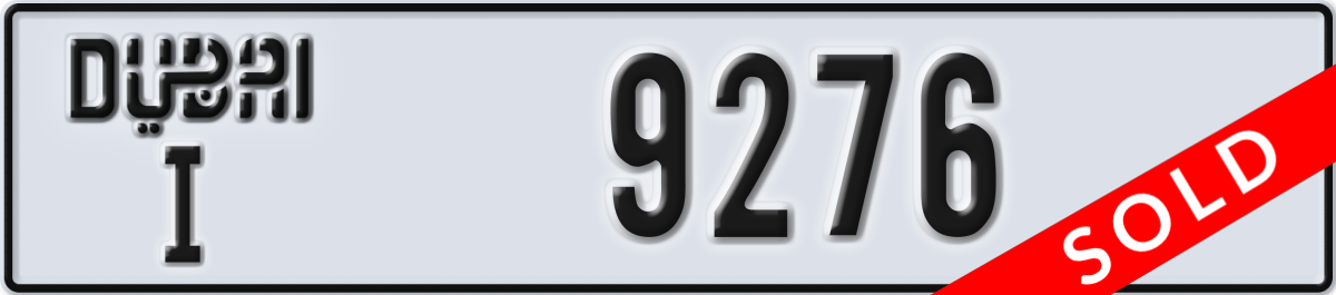 dubai License Plate Number 9276 Code I