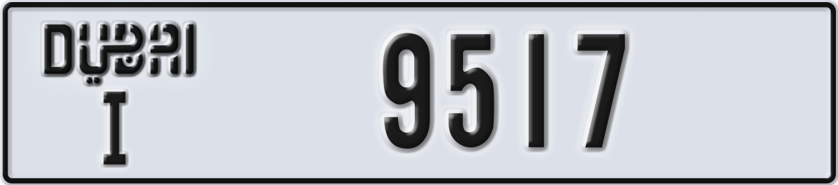 dubai License Plate Number 9517 Code I