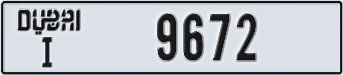dubai License Plate Number 9672 Code I