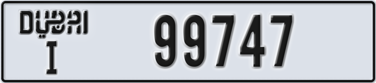 dubai License Plate Number 99747 Code I