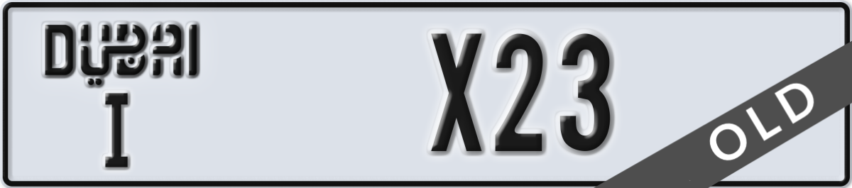 dubai License Plate Number X23 Code I