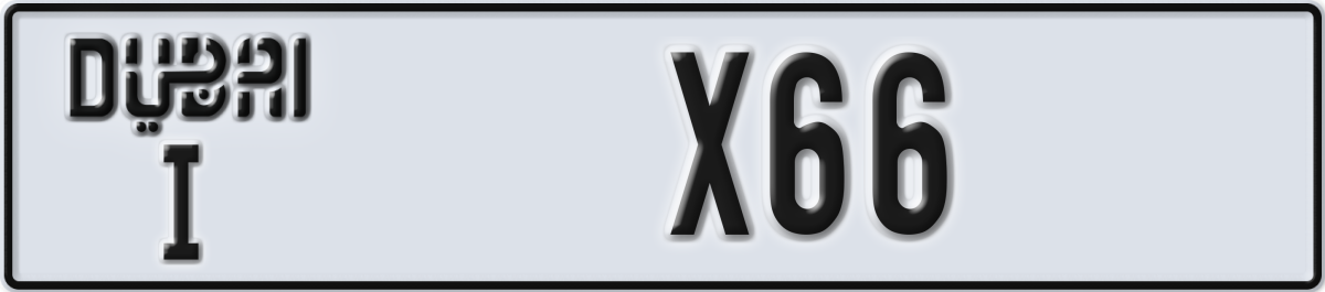 dubai License Plate Number X66 Code I