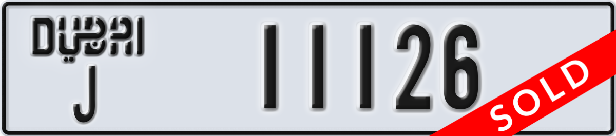 dubai License Plate Number 11126 Code J