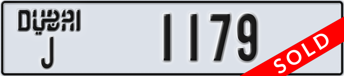 dubai License Plate Number 1179 Code J