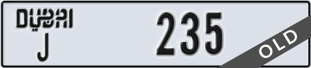 dubai License Plate Number 235 Code J