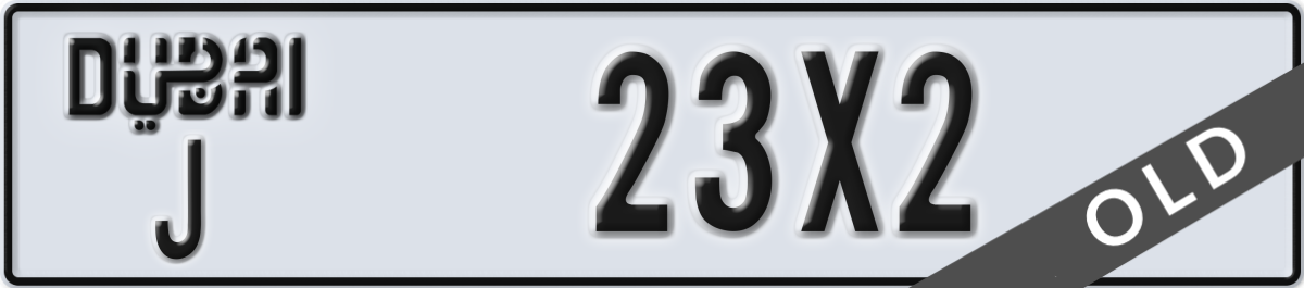 dubai License Plate Number 23X2 Code J