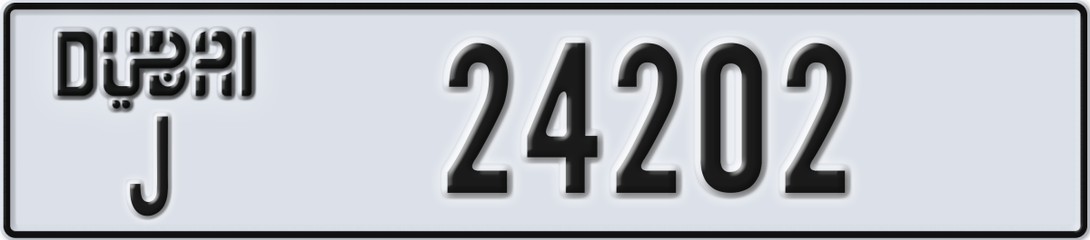 dubai License Plate Number 24202 Code J