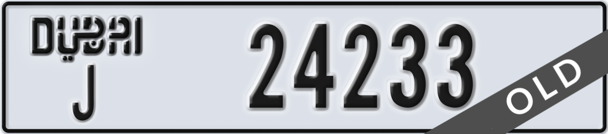 dubai License Plate Number 24233 Code J