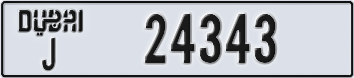 dubai License Plate Number 24343 Code J