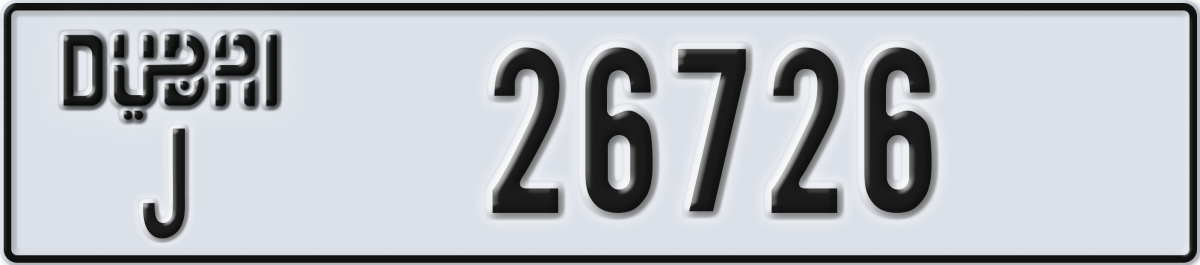 dubai License Plate Number 26726 Code J