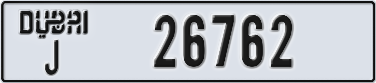 dubai License Plate Number 26762 Code J