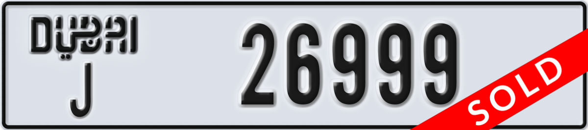 dubai License Plate Number 26999 Code J
