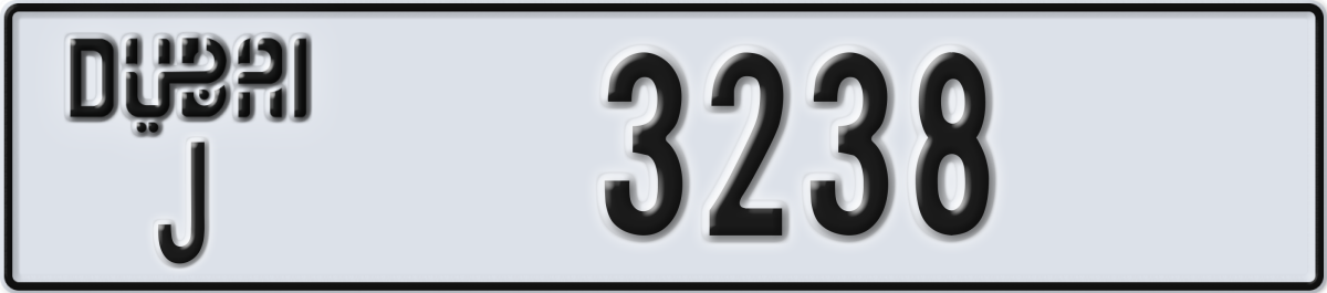 dubai License Plate Number 3238 Code J