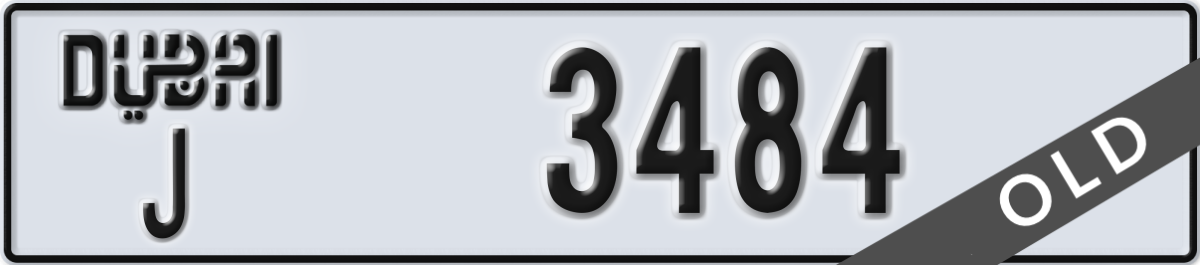 dubai License Plate Number 3484 Code J