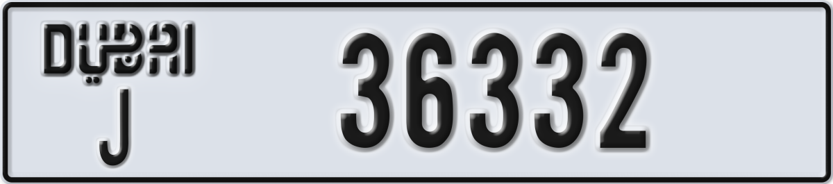 dubai License Plate Number 36332 Code J