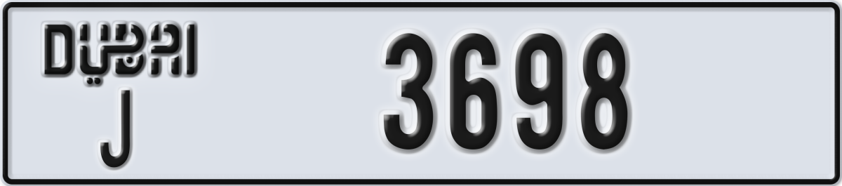 dubai License Plate Number 3698 Code J