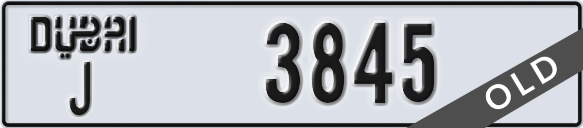 dubai License Plate Number 3845 Code J