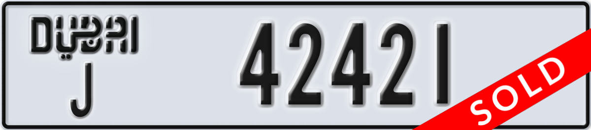 dubai License Plate Number 42421 Code J