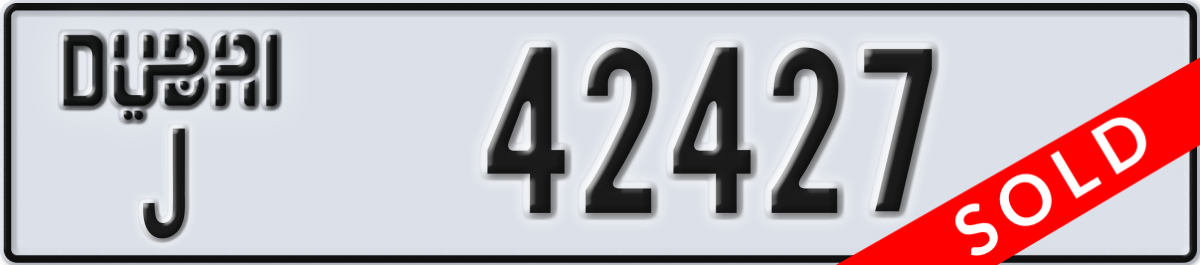 dubai License Plate Number 42427 Code J