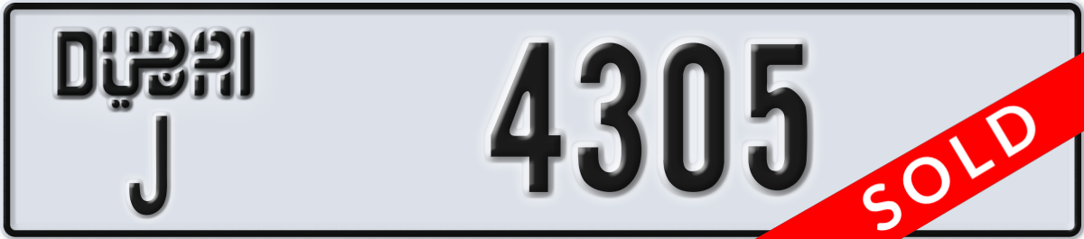 dubai License Plate Number 4305 Code J