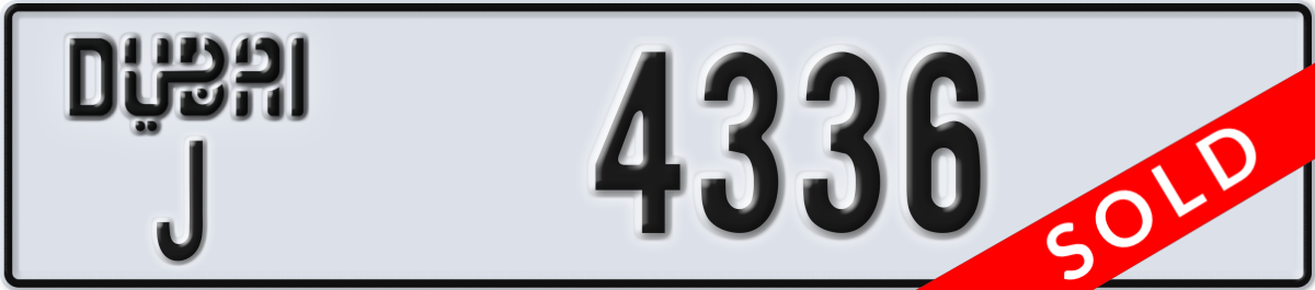 dubai License Plate Number 4336 Code J