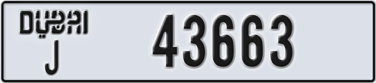 dubai License Plate Number 43663 Code J