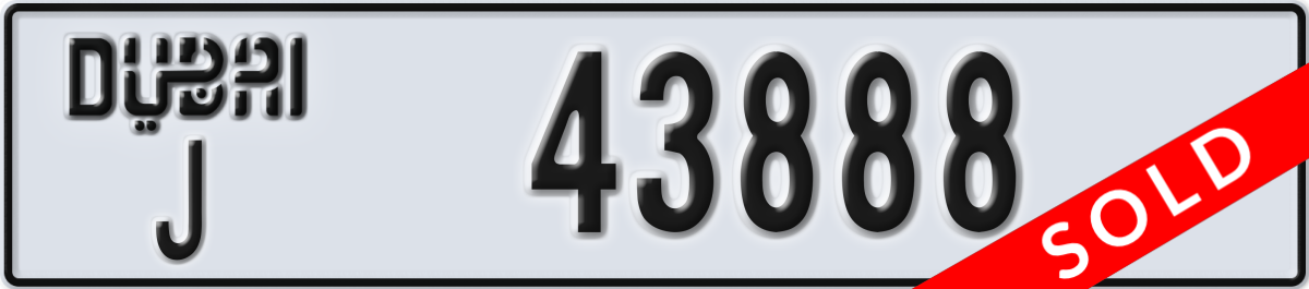 dubai License Plate Number 43888 Code J