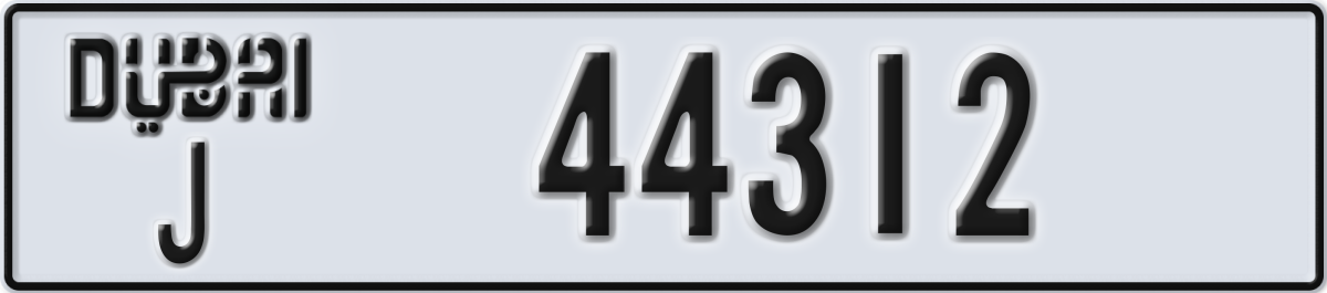 dubai License Plate Number 44312 Code J