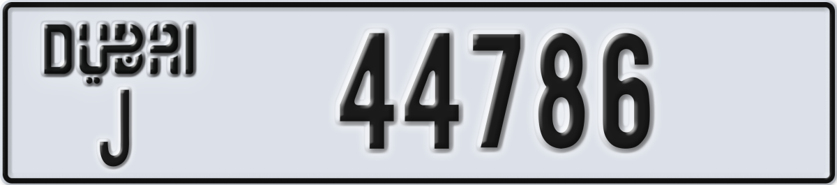 dubai License Plate Number 44786 Code J